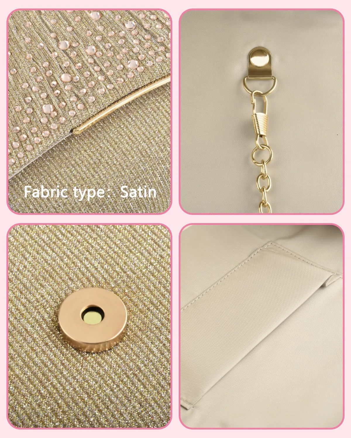 TINDTOP Clutch Purses for Women, Formal Evening Bags Suede Shoulder Envelope Party Handbags Wedding Cocktail Prom Clutches