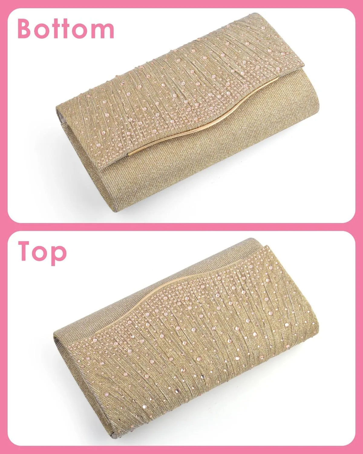 TINDTOP Clutch Purses for Women, Formal Evening Bags Suede Shoulder Envelope Party Handbags Wedding Cocktail Prom Clutches