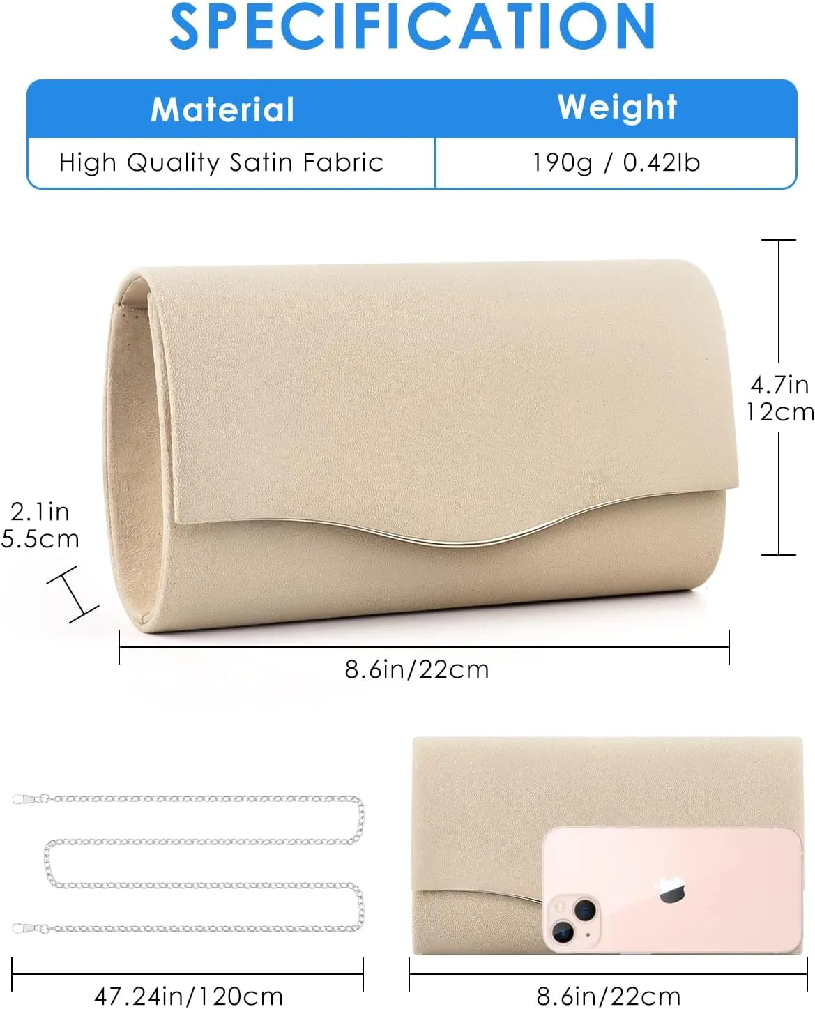 TINDTOP Clutch Purses for Women, Formal Evening Bags Suede Shoulder Envelope Party Handbags Wedding Cocktail Prom Clutches