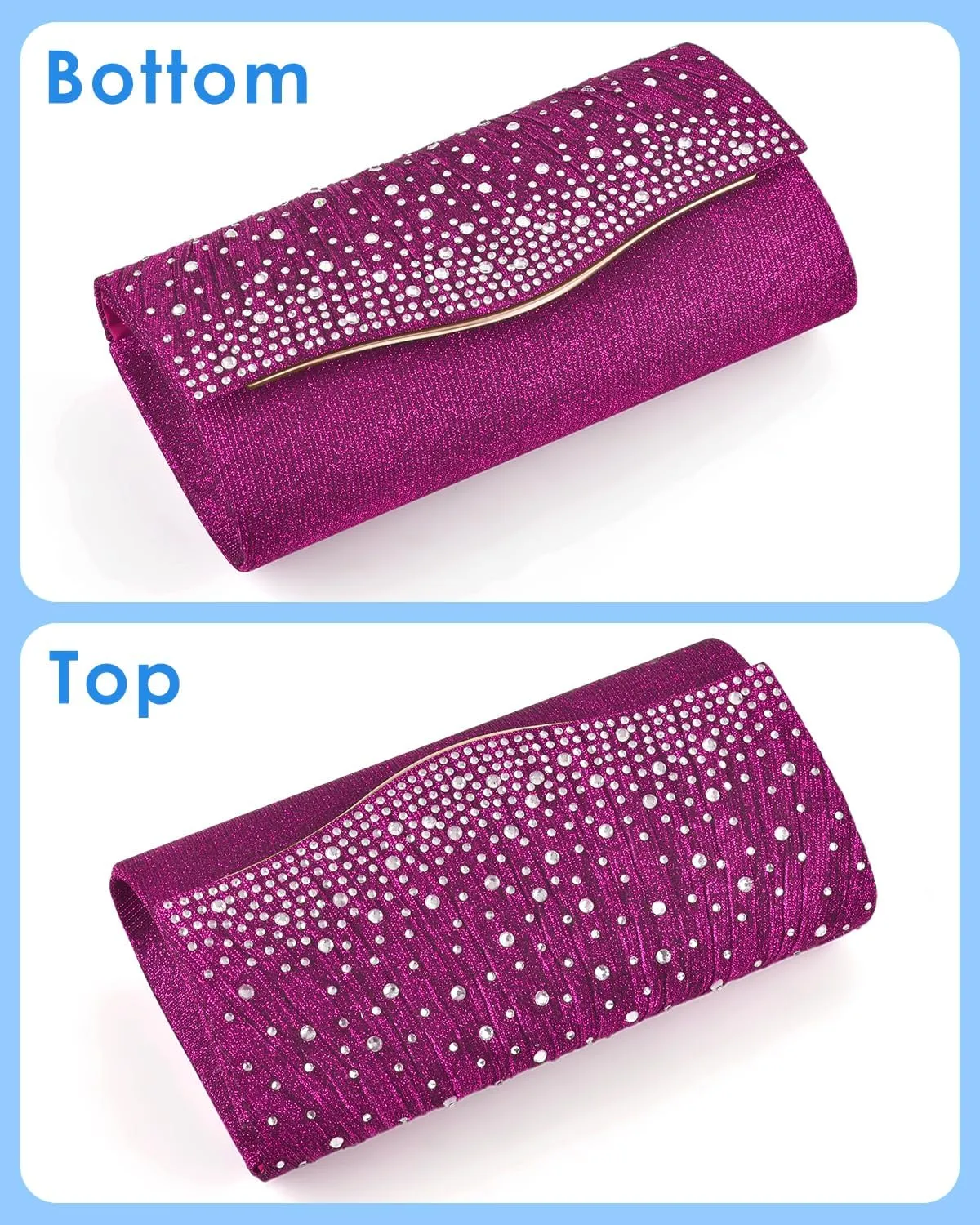 TINDTOP Clutch Purses for Women, Formal Evening Bags Suede Shoulder Envelope Party Handbags Wedding Cocktail Prom Clutches