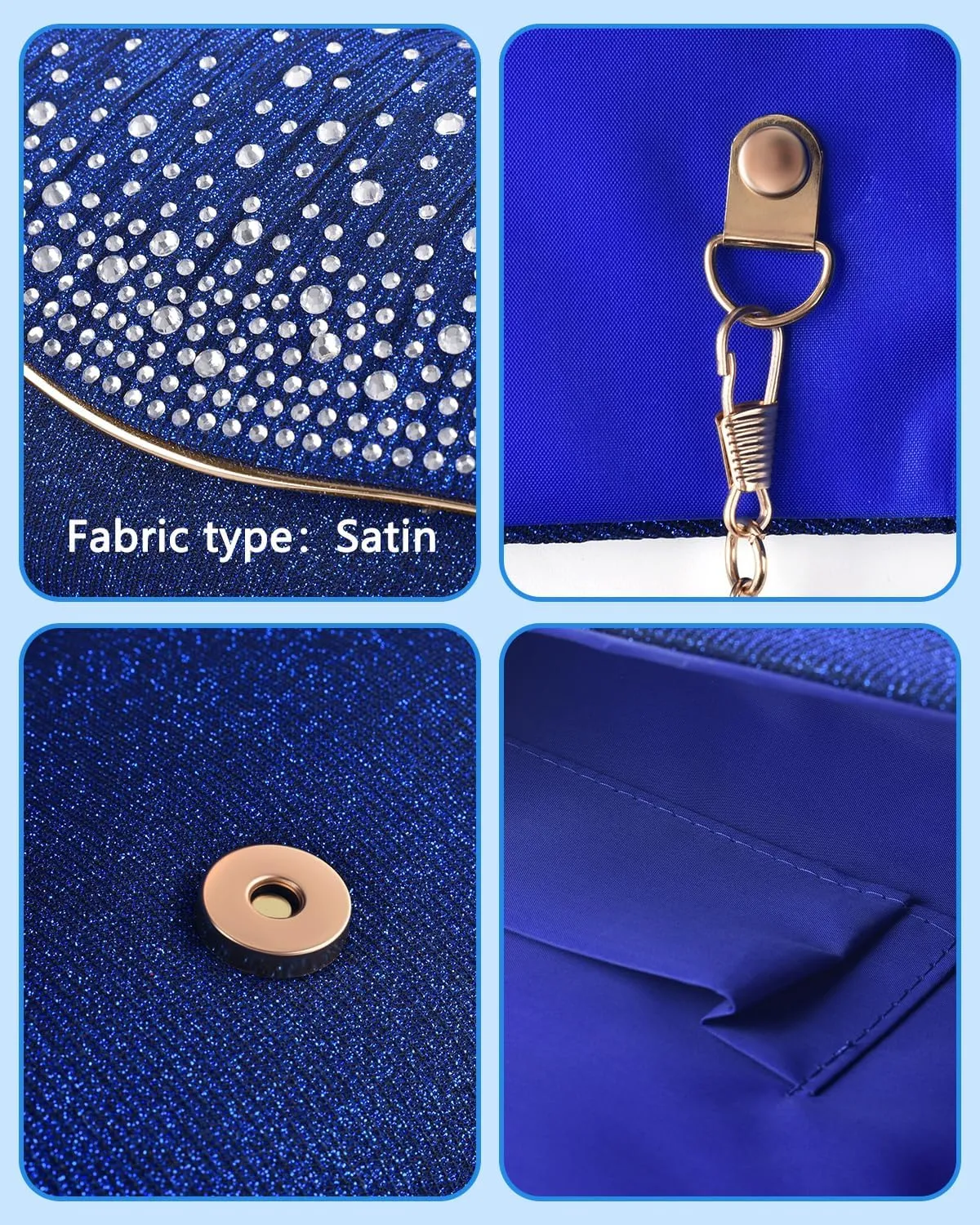 TINDTOP Clutch Purses for Women, Formal Evening Bags Suede Shoulder Envelope Party Handbags Wedding Cocktail Prom Clutches