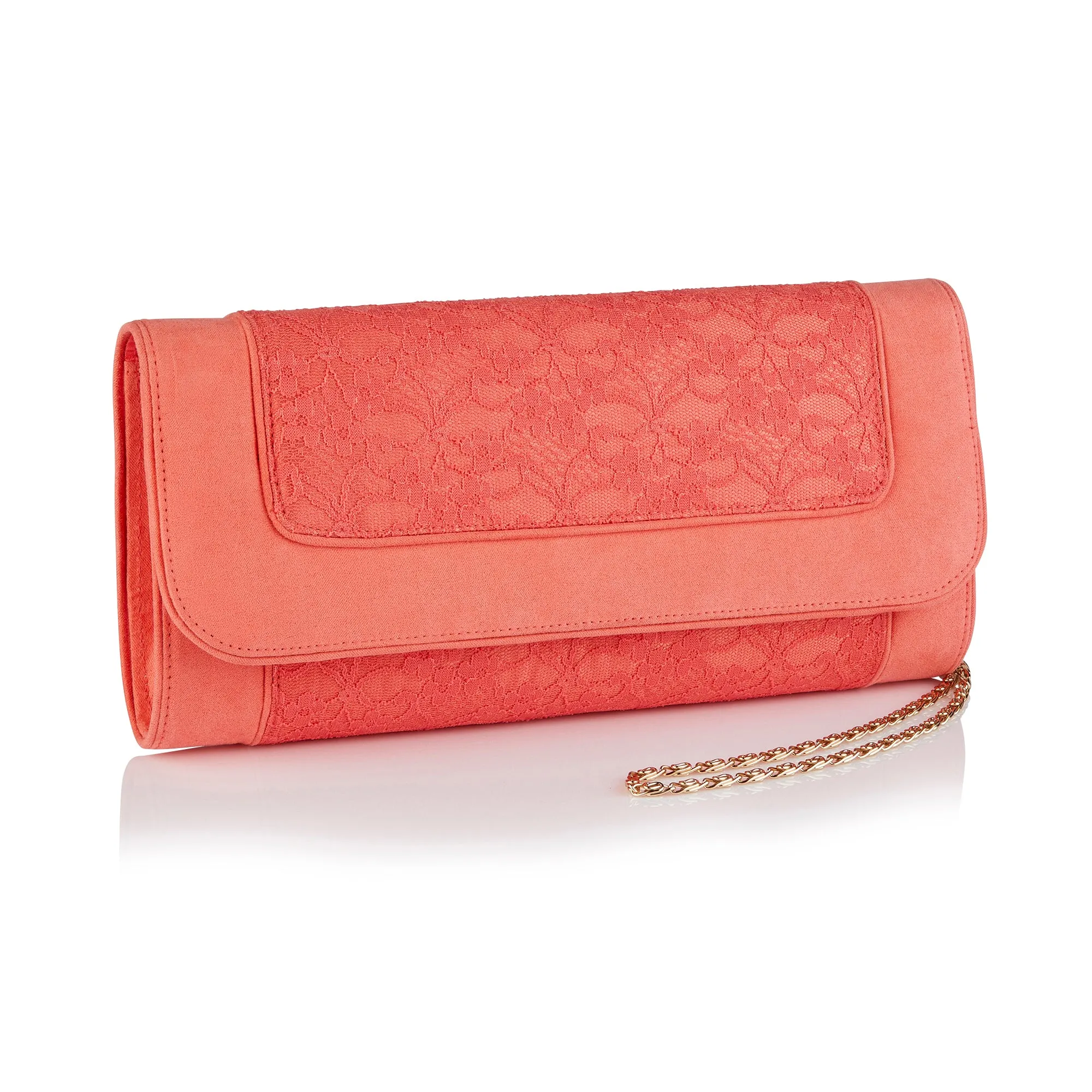 Tirana Coral Lace Clutch Bag (Matches Chrissie Mid-Heels) by Ruby Shoo