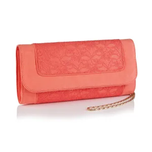 Tirana Coral Lace Clutch Bag (Matches Chrissie Mid-Heels) by Ruby Shoo