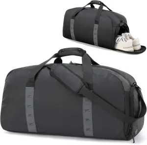 Tolaccea Gym Bag for Women Men 42L Lightweight Travel Duffle Bag Waterproof Sports Duffel with Shoe Compartment & Wet Pocket Carry on Weekender Overnight Bags for Airplane Workout Yoga, Black