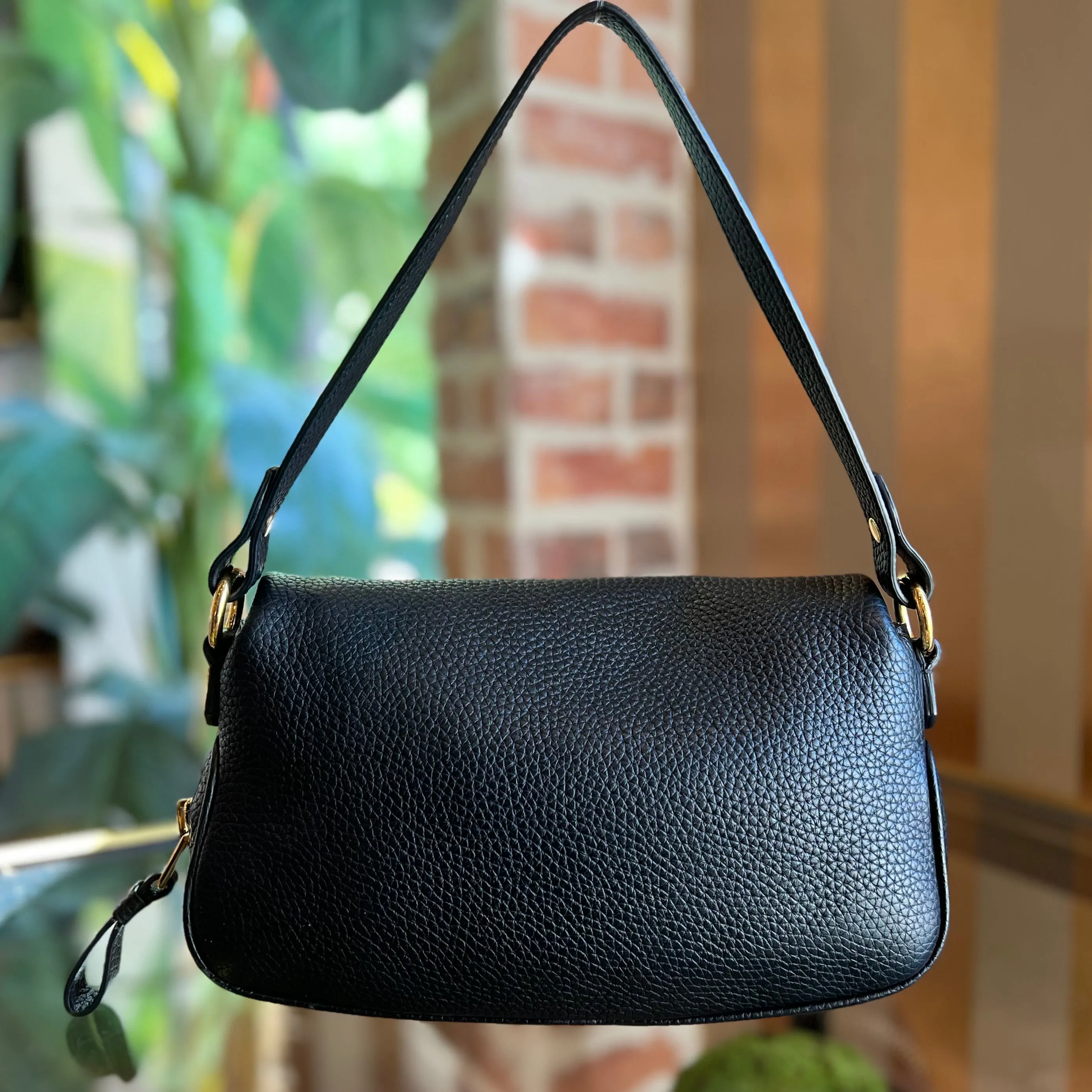 TOM FORD Jennifer Mini Black Grained Calf Leather Shoulder Bag