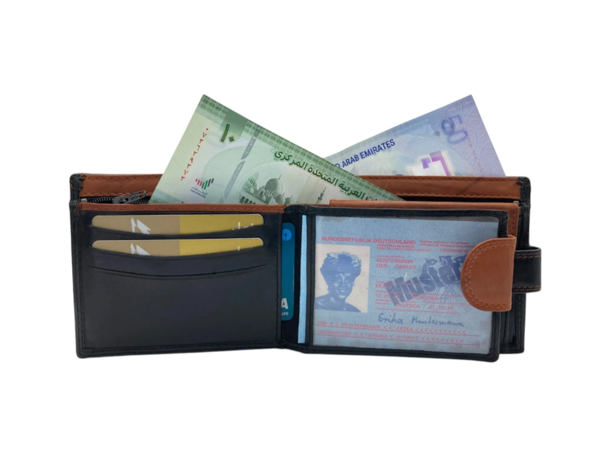 Top Grain Napa Leather Card & Coin Billfold Wallet # 665CL