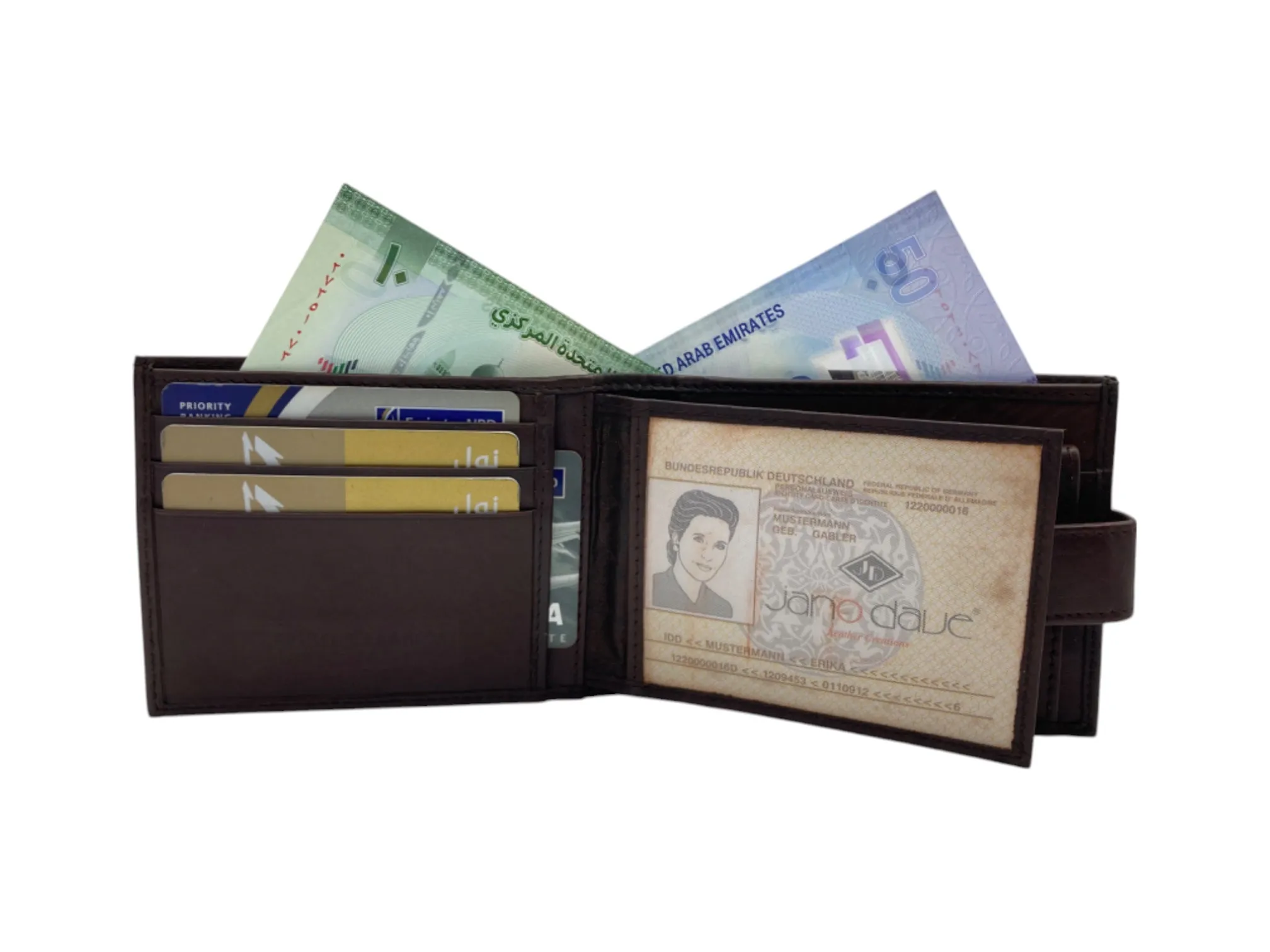 Top Grain Napa Leather Card & Coin Billfold Wallet # JD.1815