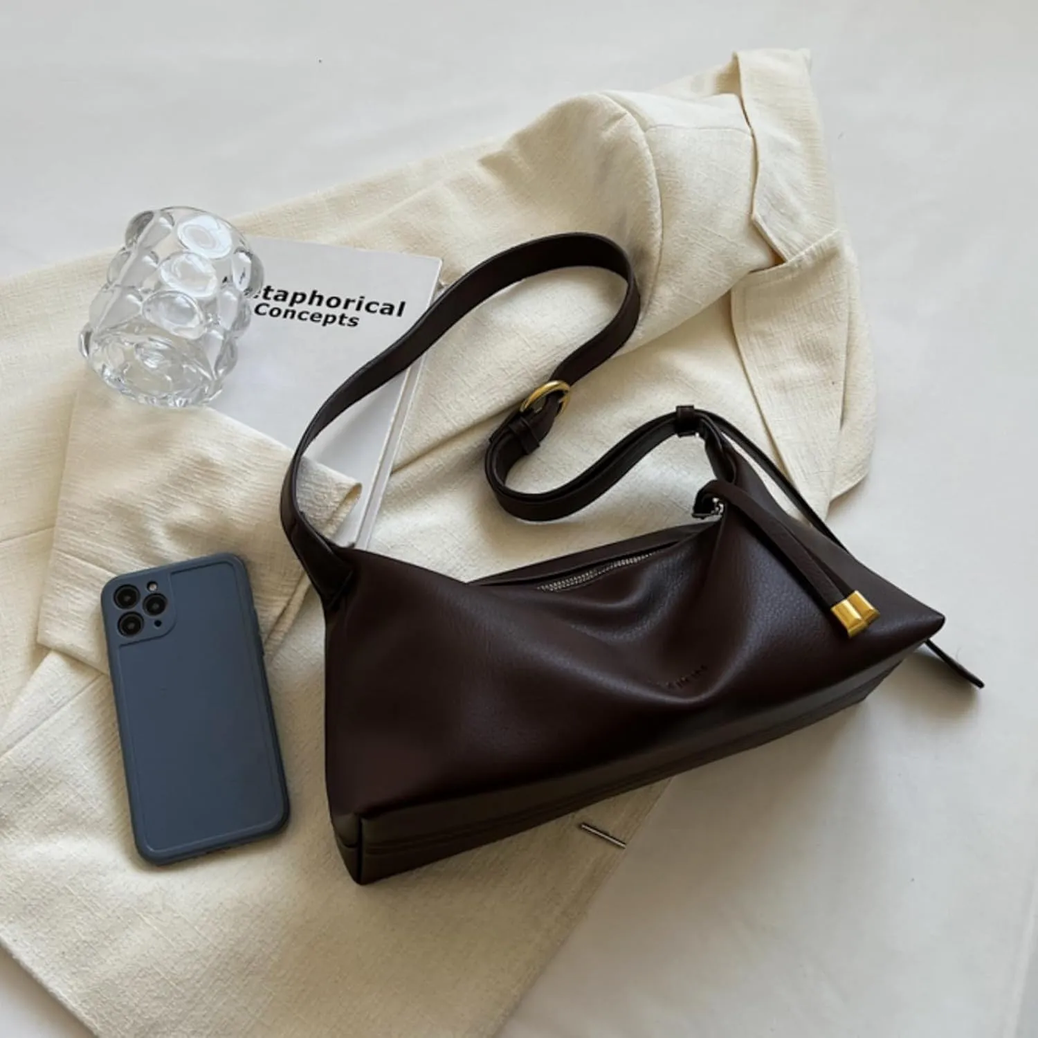 Tote Purses for Women, Crossbody Small Tote Handbags, Vegan Leather Adjustable Shoulder Hobo Purse