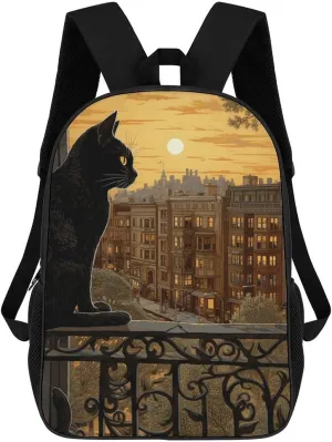 Travel Backpack for Men Women Carry On Backpack 17 In Laptop Backpack Cat Art Painting Backpack for Work Hiking