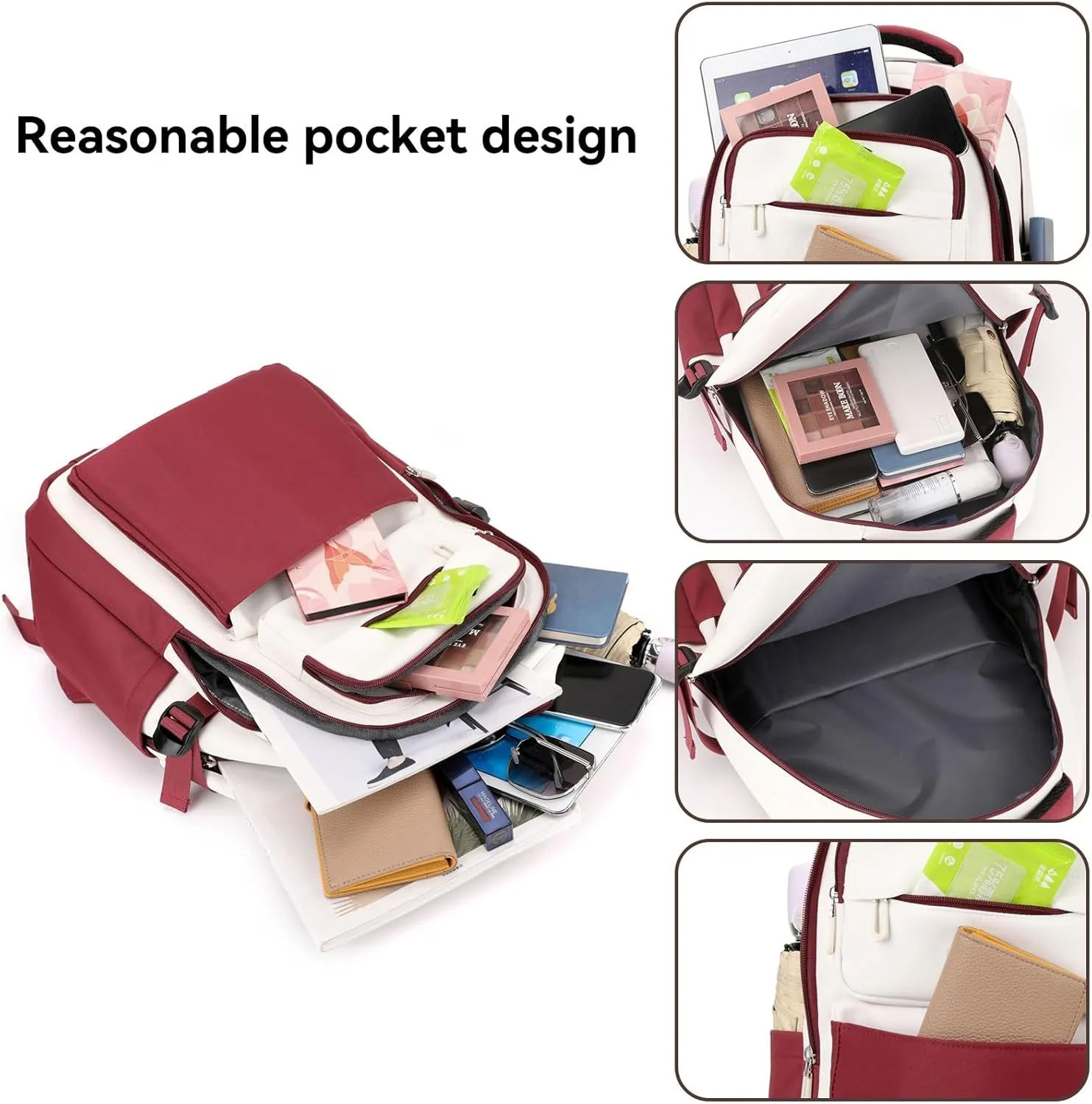 Travel Backpack for Women and Men,Airline Approved Business Work,18-Inch Red Backpack Waterproof,Lightweight Daypack for Work,Hiking,Casual Travel