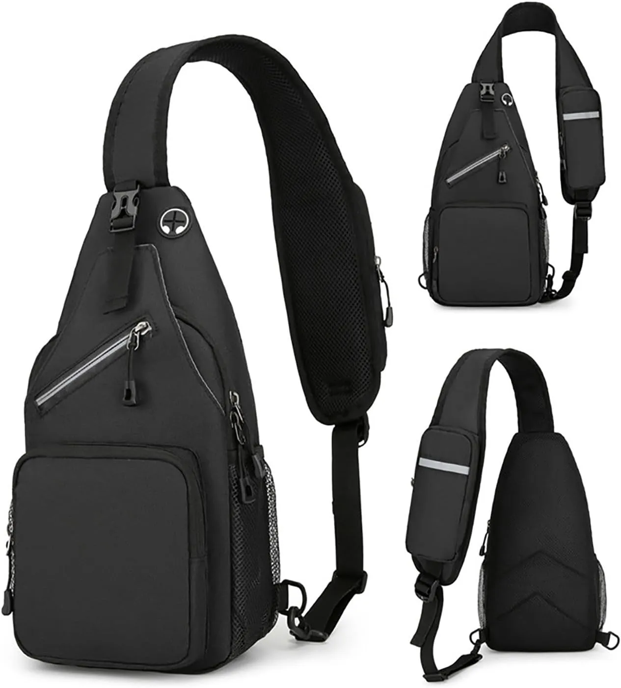 Travel Backpack for Women Multi Pocket Crossbody Purses Soft Leather Shoulder Handbags Waterproof Nylon Bag(Black)
