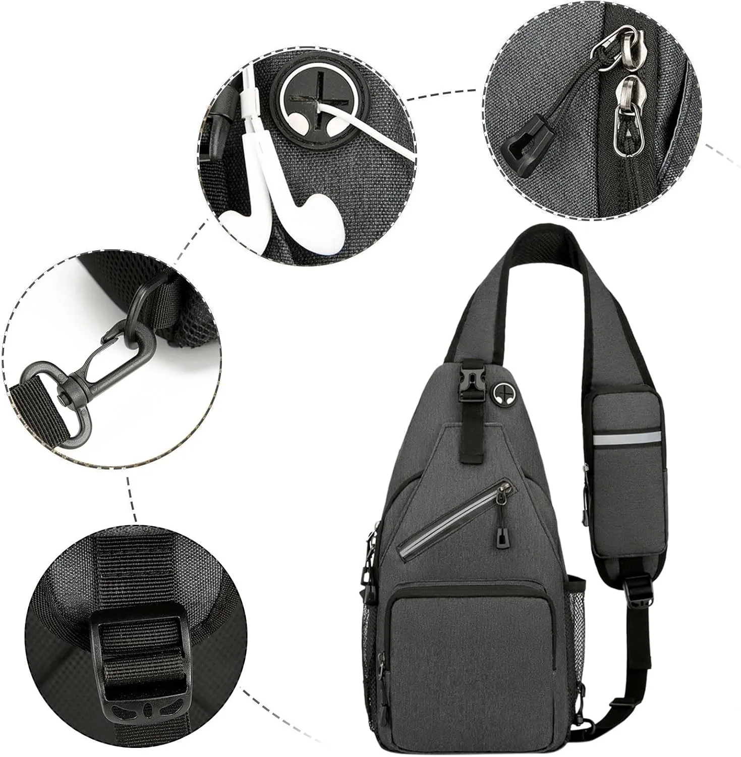 Travel Backpack for Women Multi Pocket Crossbody Purses Soft Leather Shoulder Handbags Waterproof Nylon Bag(Dark Gray)