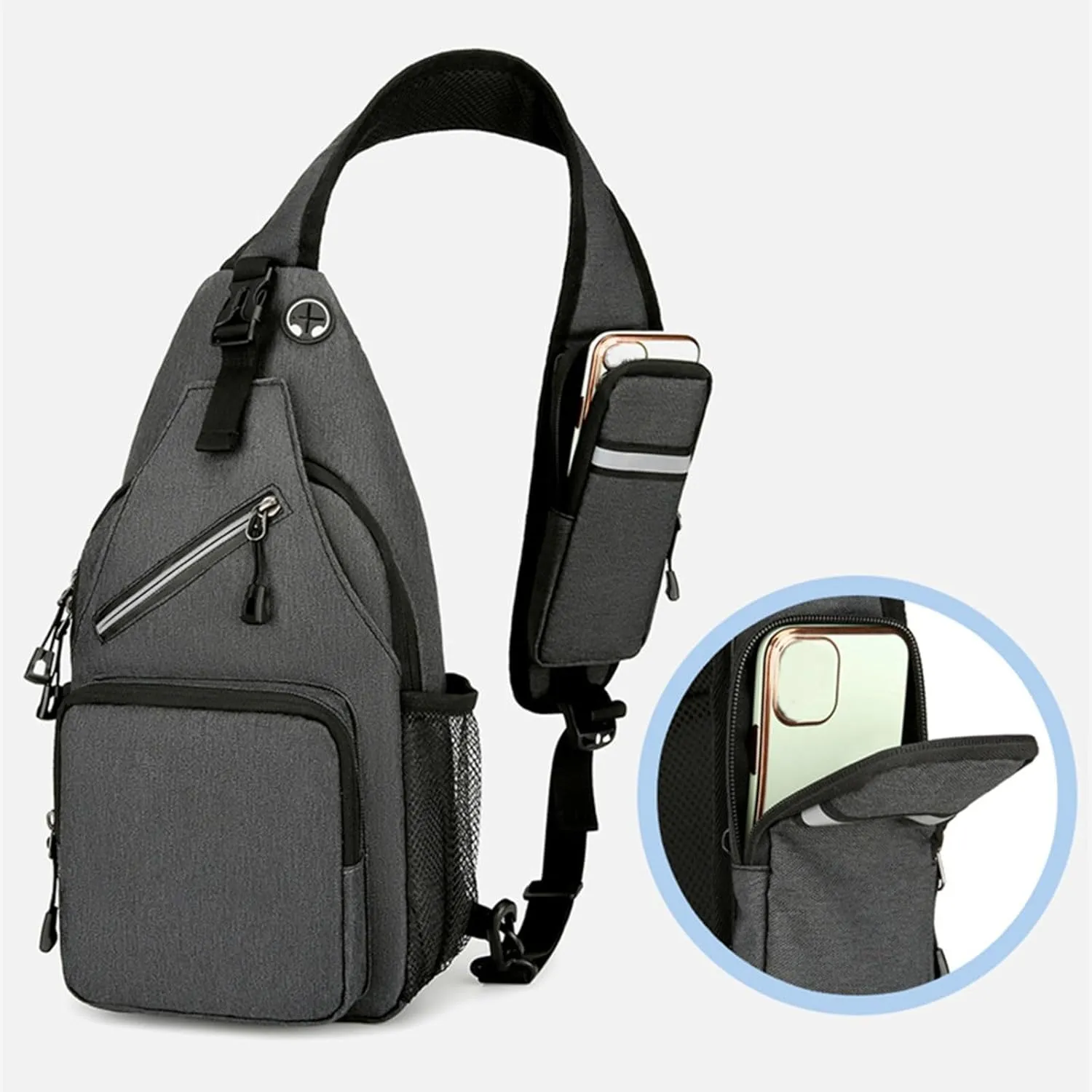 Travel Backpack for Women Multi Pocket Crossbody Purses Soft Leather Shoulder Handbags Waterproof Nylon Bag(Dark Gray)
