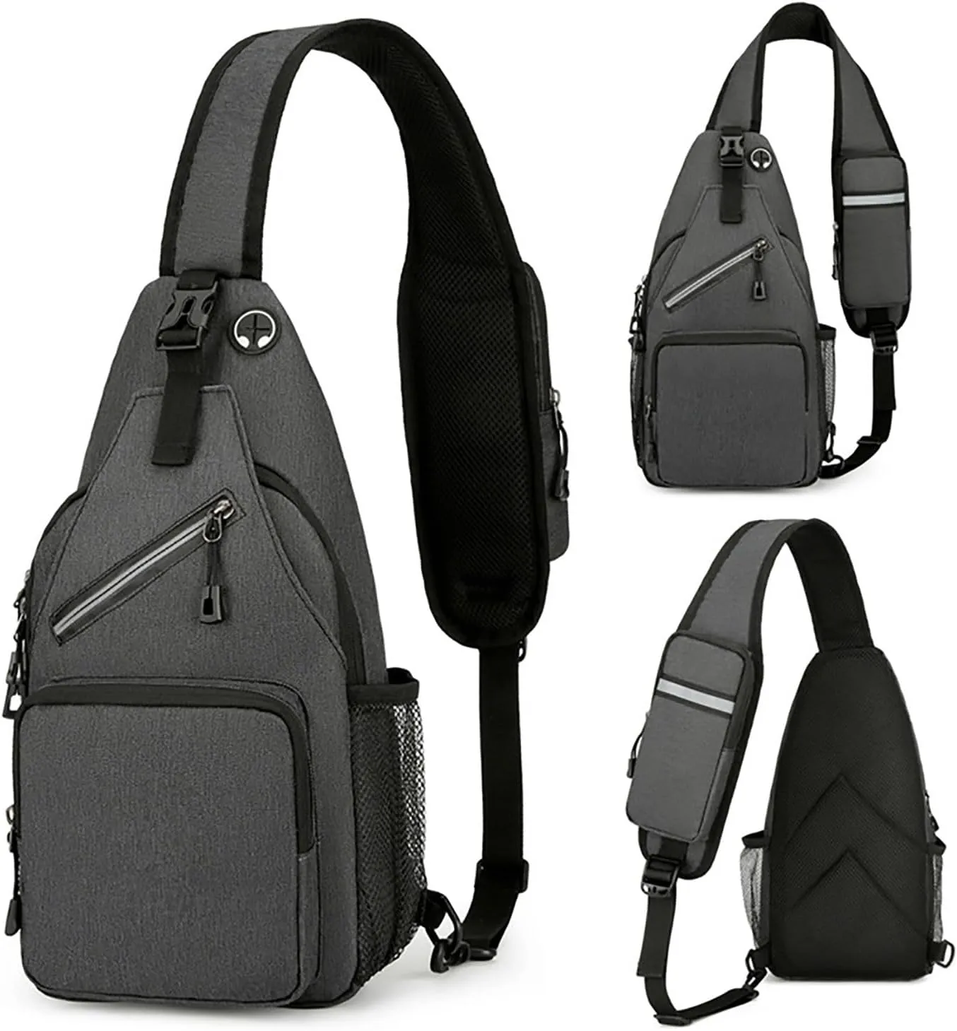 Travel Backpack for Women Multi Pocket Crossbody Purses Soft Leather Shoulder Handbags Waterproof Nylon Bag(Dark Gray)