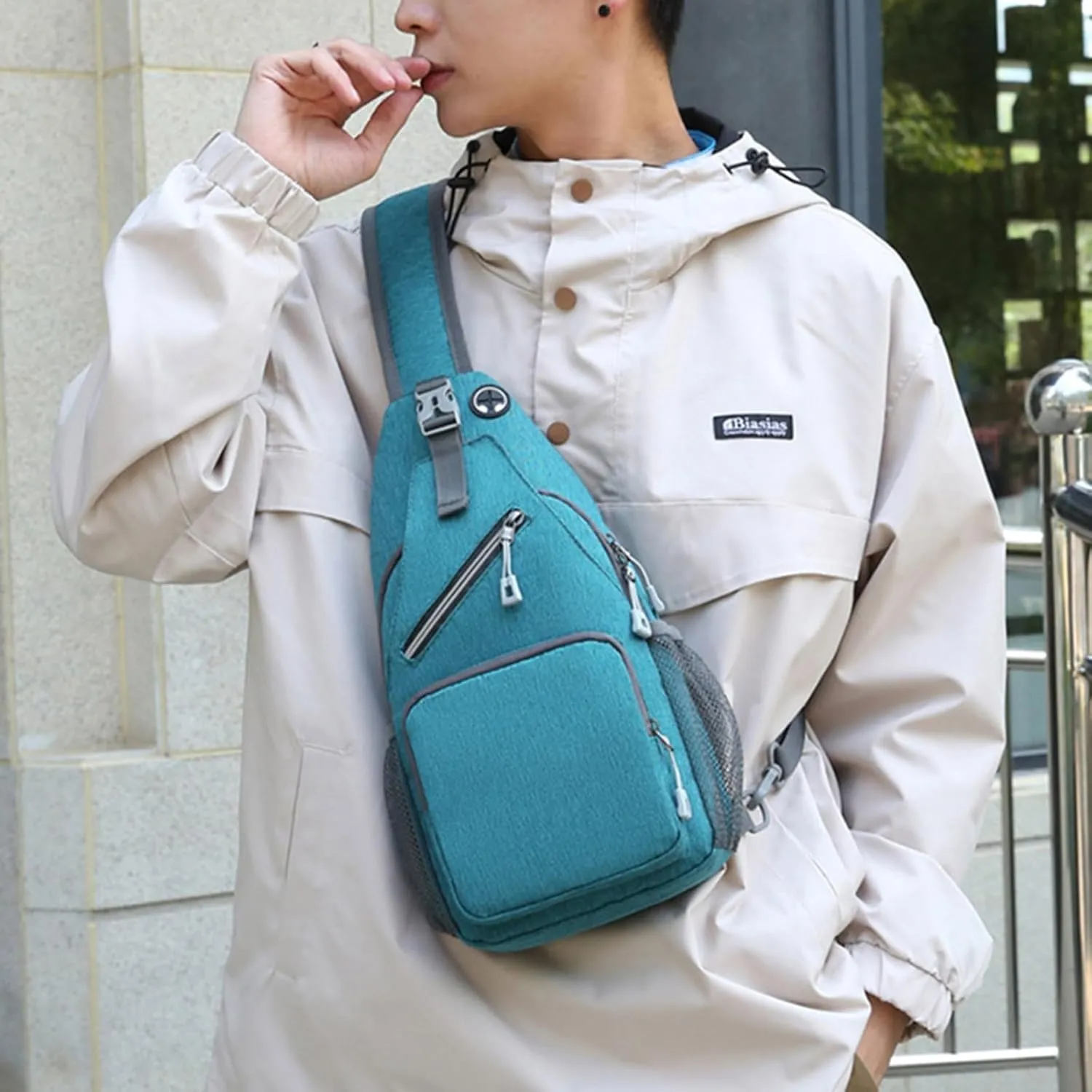 Travel Backpack for Women Multi Pocket Crossbody Purses Soft Leather Shoulder Handbags Waterproof Nylon Bag(Green)