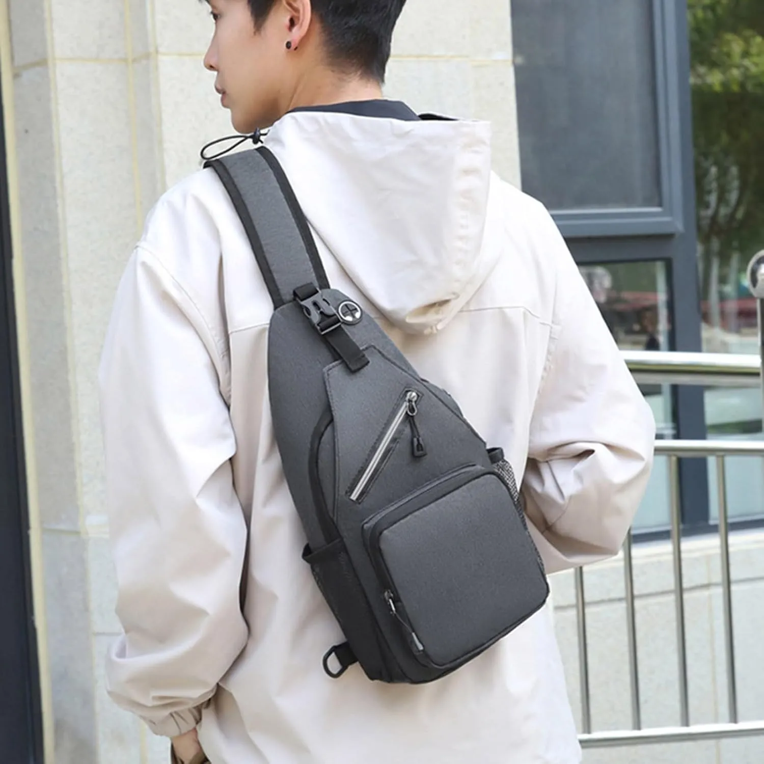 Travel Backpack for Women Multi Pocket Crossbody Purses Soft Leather Shoulder Handbags Waterproof Nylon Bag(Grey)