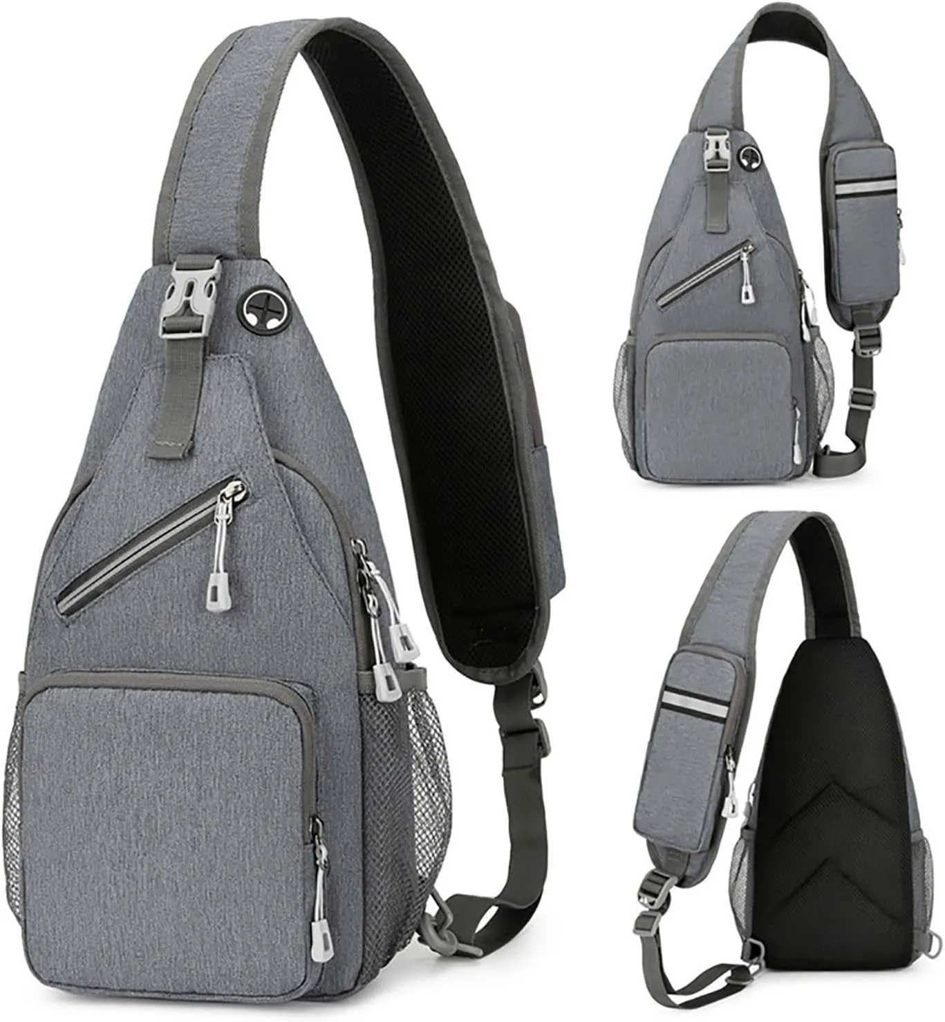 Travel Backpack for Women Multi Pocket Crossbody Purses Soft Leather Shoulder Handbags Waterproof Nylon Bag(Grey)