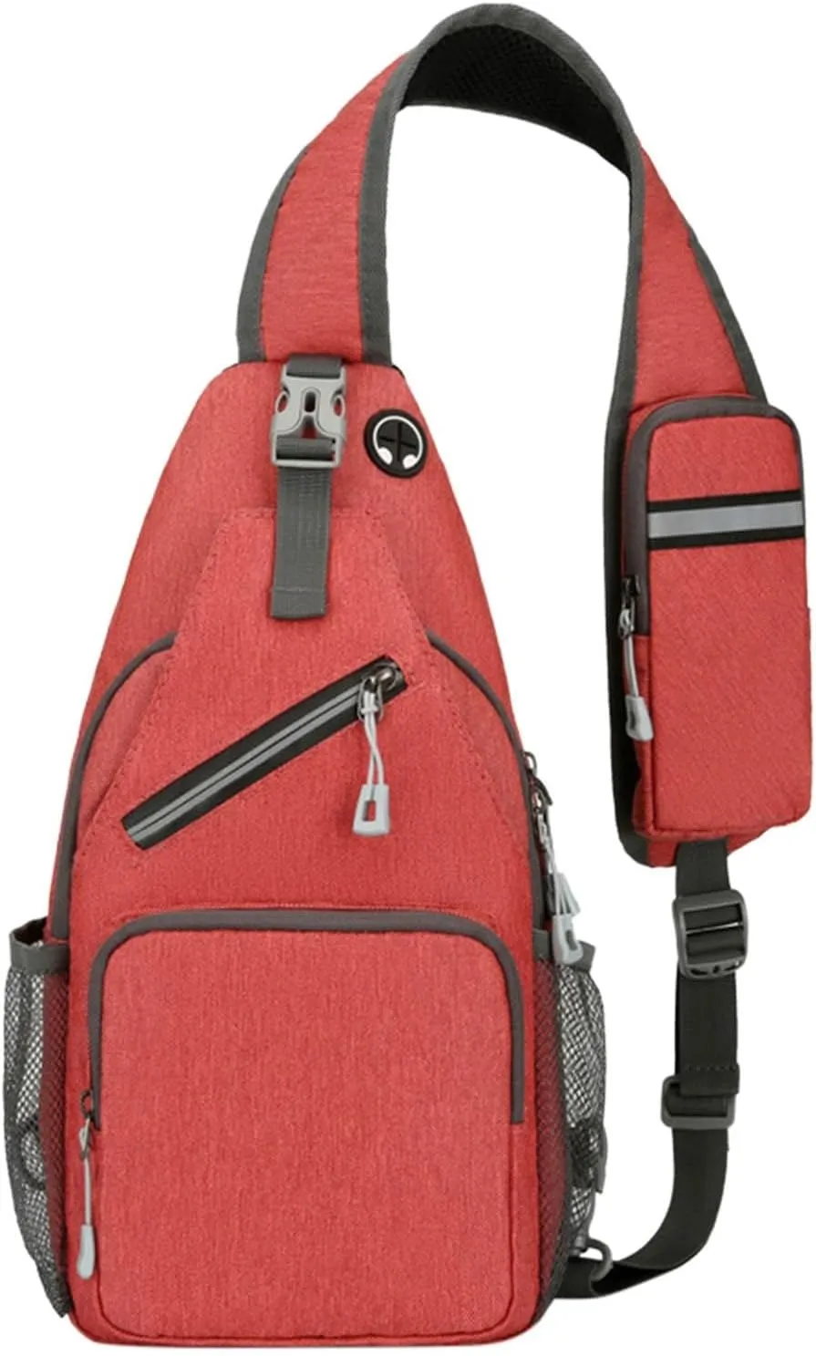 Travel Backpack for Women Multi Pocket Crossbody Purses Soft Leather Shoulder Handbags Waterproof Nylon Bag(Red)