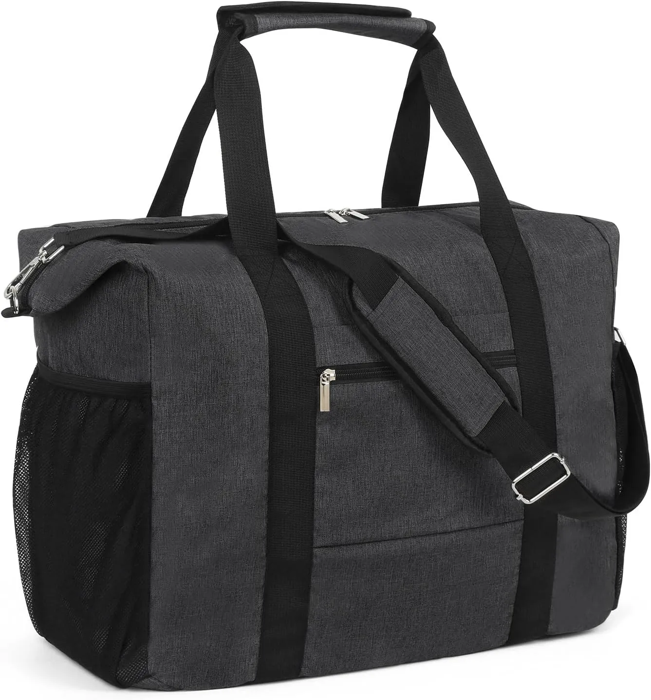 Travel Duffel Bag for Women Men,Sports Tote Gym Bag With Wet Pocke,Foldable Carry on Luggage Bag, Black