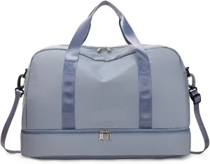 Travel Duffel Bags Travel Waterproof Duffel Gym Tote Bag Carry On With Trolley Sleeve Pocket(Blue)