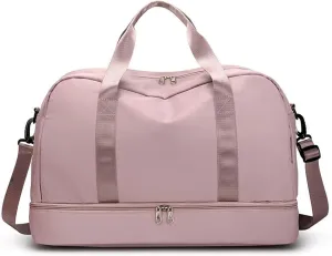 Travel Duffel Bags Travel Waterproof Duffel Gym Tote Bag Carry On With Trolley Sleeve Pocket(Pink)