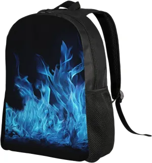 Travel Laptop Backpack Blue Flame Carry On Backpack Casual Daypack Waterproof Business Work Bag