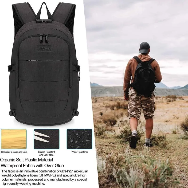 Travel Laptop Backpack Water Resistant Anti-Theft Bag with USB Charging Port and Lock 15.6