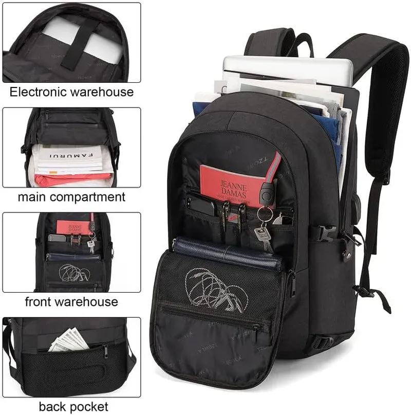 Travel Laptop Backpack Water Resistant Anti-Theft Bag with USB Charging Port and Lock 15.6