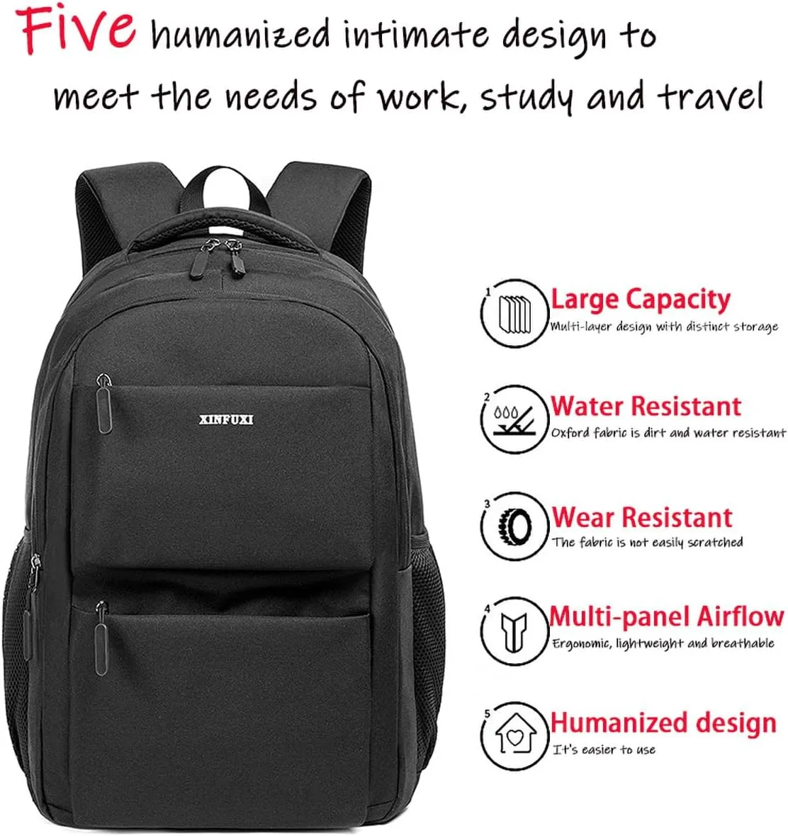 Travel Laptop Backpack,Anti-theft 17/15.6InchLaptopBackpack,School Bookbag,Casual Business Backpack (Black)
