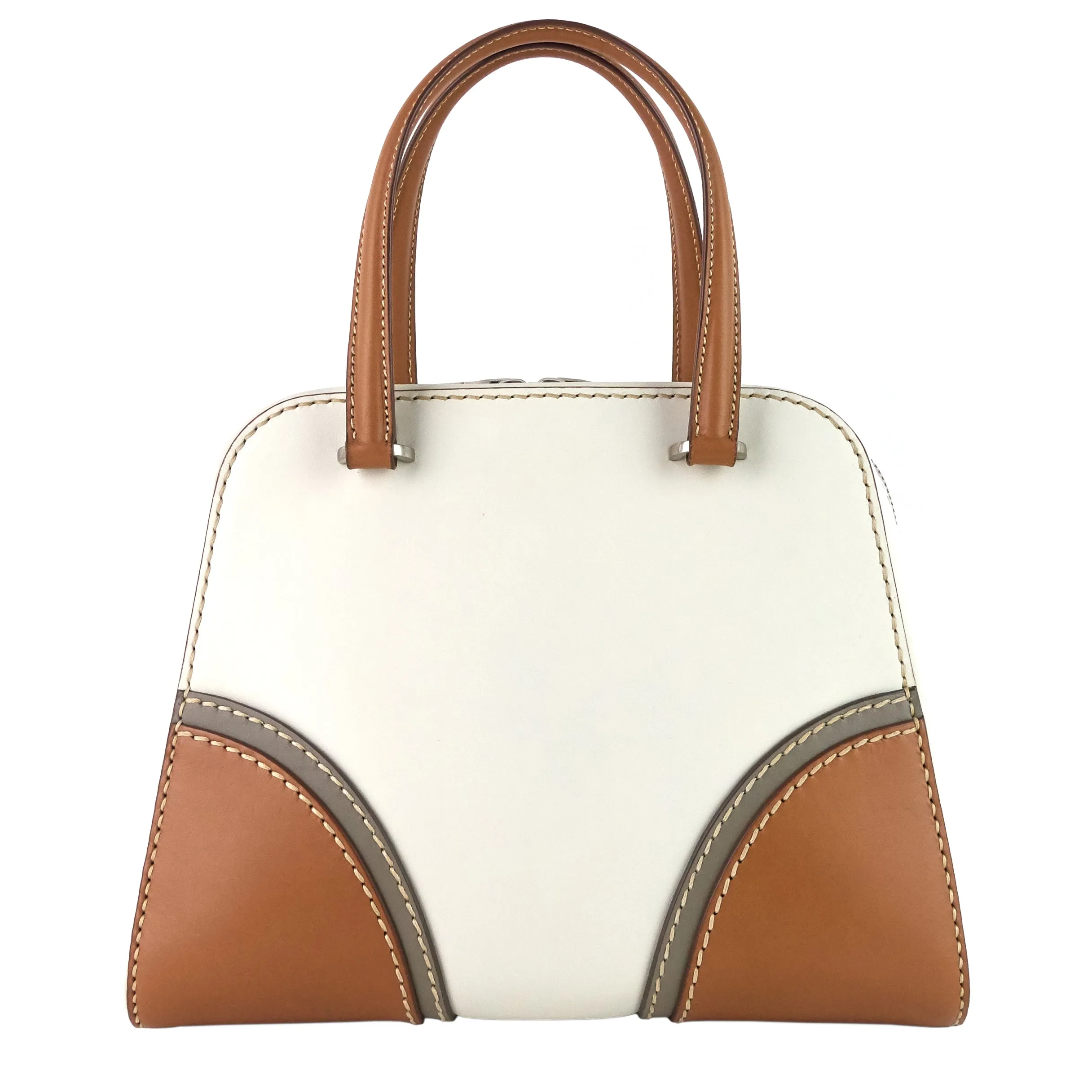 Tri-coloured Vitello Daino Leather Satchel Bag