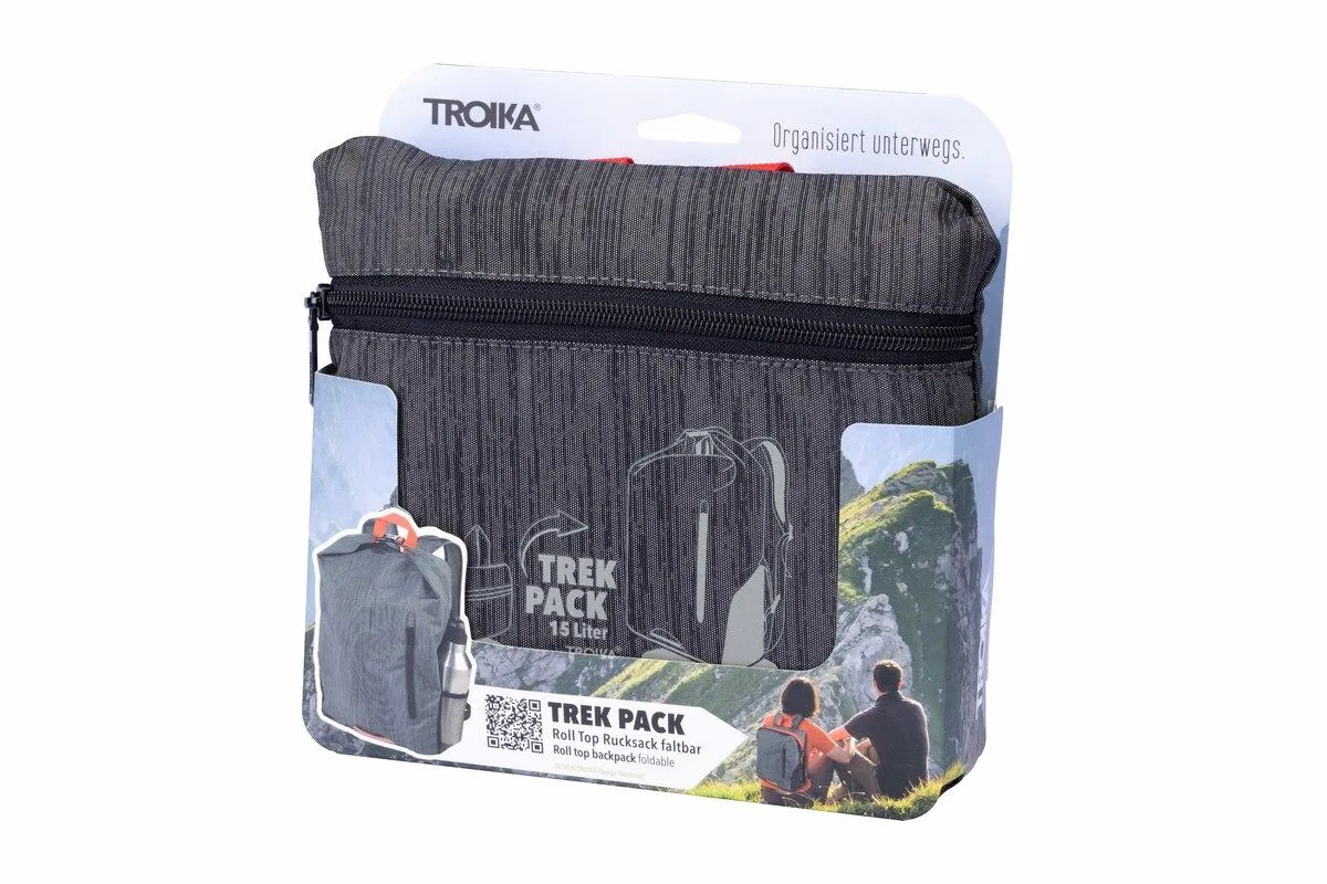 Troika TREKPAK Foldable Lightweight Roll Top Backpack Available in Two Colors