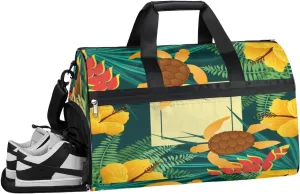 Tropical Sea Turtle Gym Duffle Bag for Women Men 35L Sports Bags Travel Duffel with Shoe Compartment Large Weekender Overnight