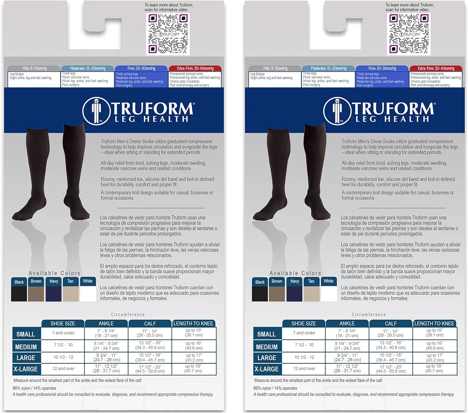 Truform Compression 20-30 mmHg Knee High Dress Style Socks Black, Small, 2 Count