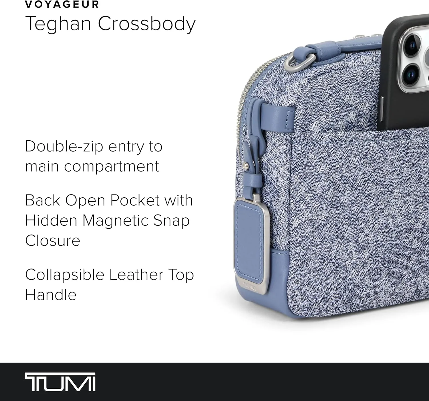 TUMI - Voyageur Teghan Crossbody - Compact Purse with Leather Trim - Sleek Crossbody Bags - For Everyday Casual Travel