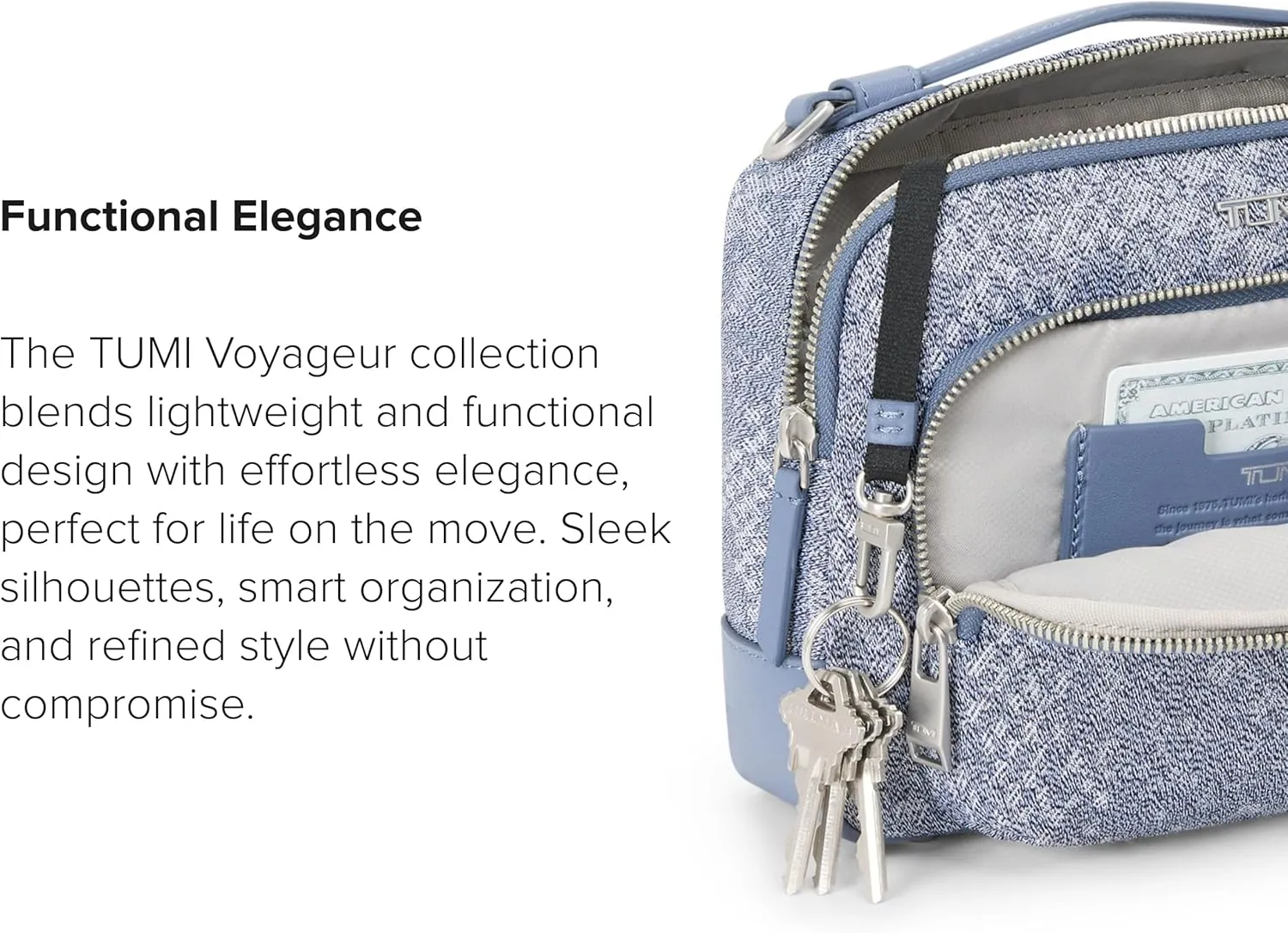 TUMI - Voyageur Teghan Crossbody - Compact Purse with Leather Trim - Sleek Crossbody Bags - For Everyday Casual Travel