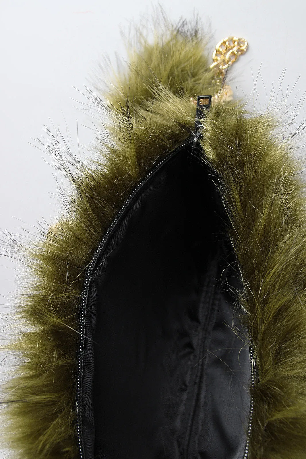 Two-Tone Faux Fur Keychain Clutch