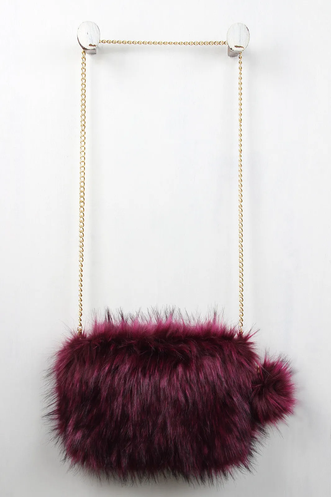 Two-Tone Faux Fur Keychain Clutch