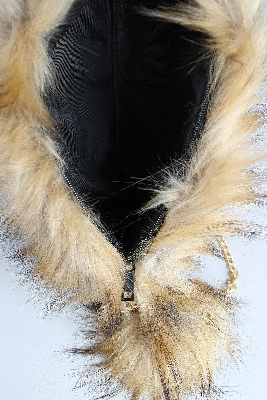 Two-Tone Faux Fur Keychain Clutch