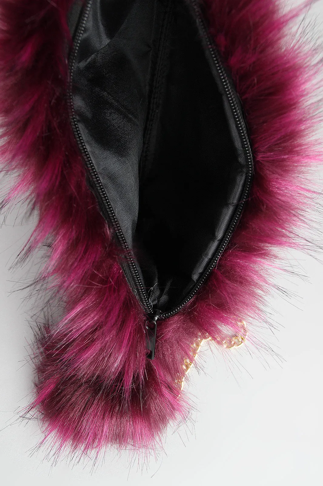 Two-Tone Faux Fur Keychain Clutch