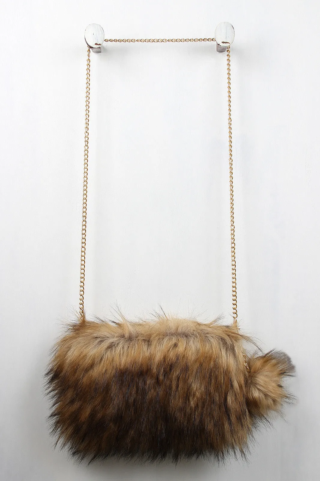 Two-Tone Faux Fur Keychain Clutch