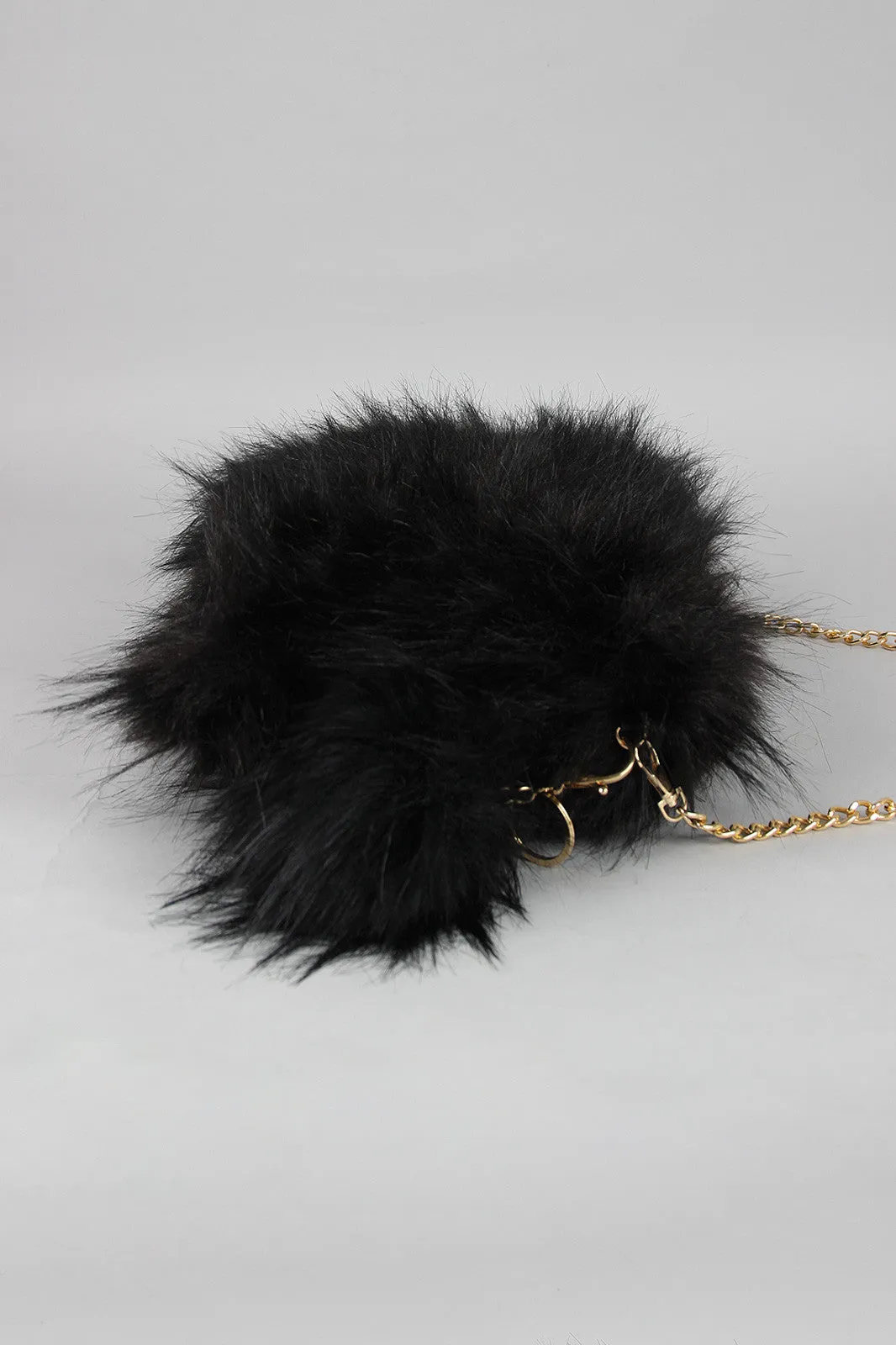 Two-Tone Faux Fur Keychain Clutch