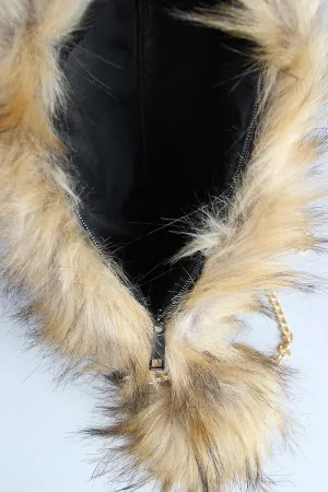 Two-Tone Faux Fur Keychain Clutch