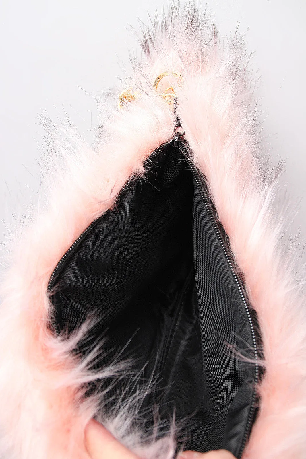 Two-Tone Faux Fur Keychain Clutch