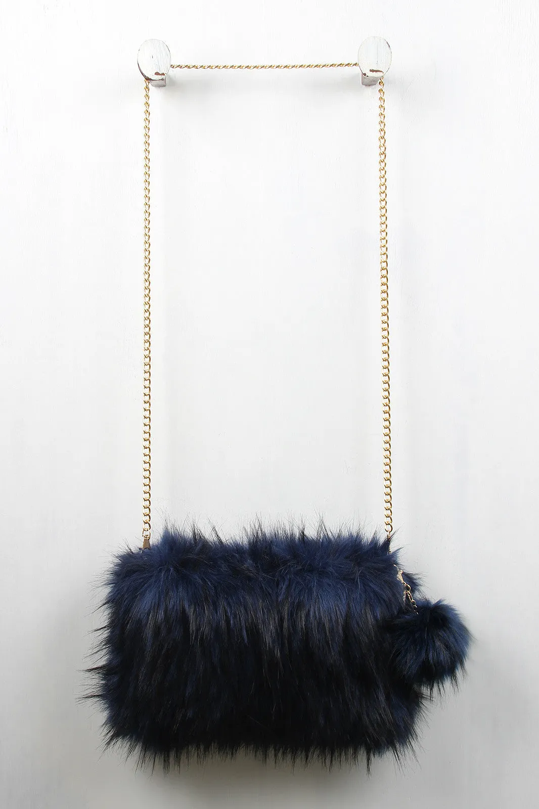 Two-Tone Faux Fur Keychain Clutch