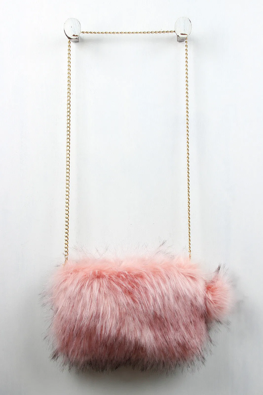 Two-Tone Faux Fur Keychain Clutch
