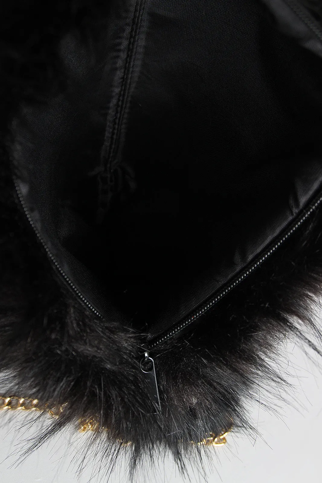 Two-Tone Faux Fur Keychain Clutch