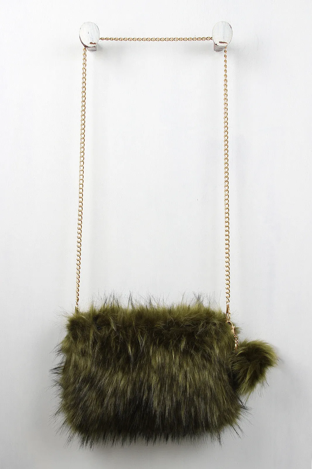 Two-Tone Faux Fur Keychain Clutch