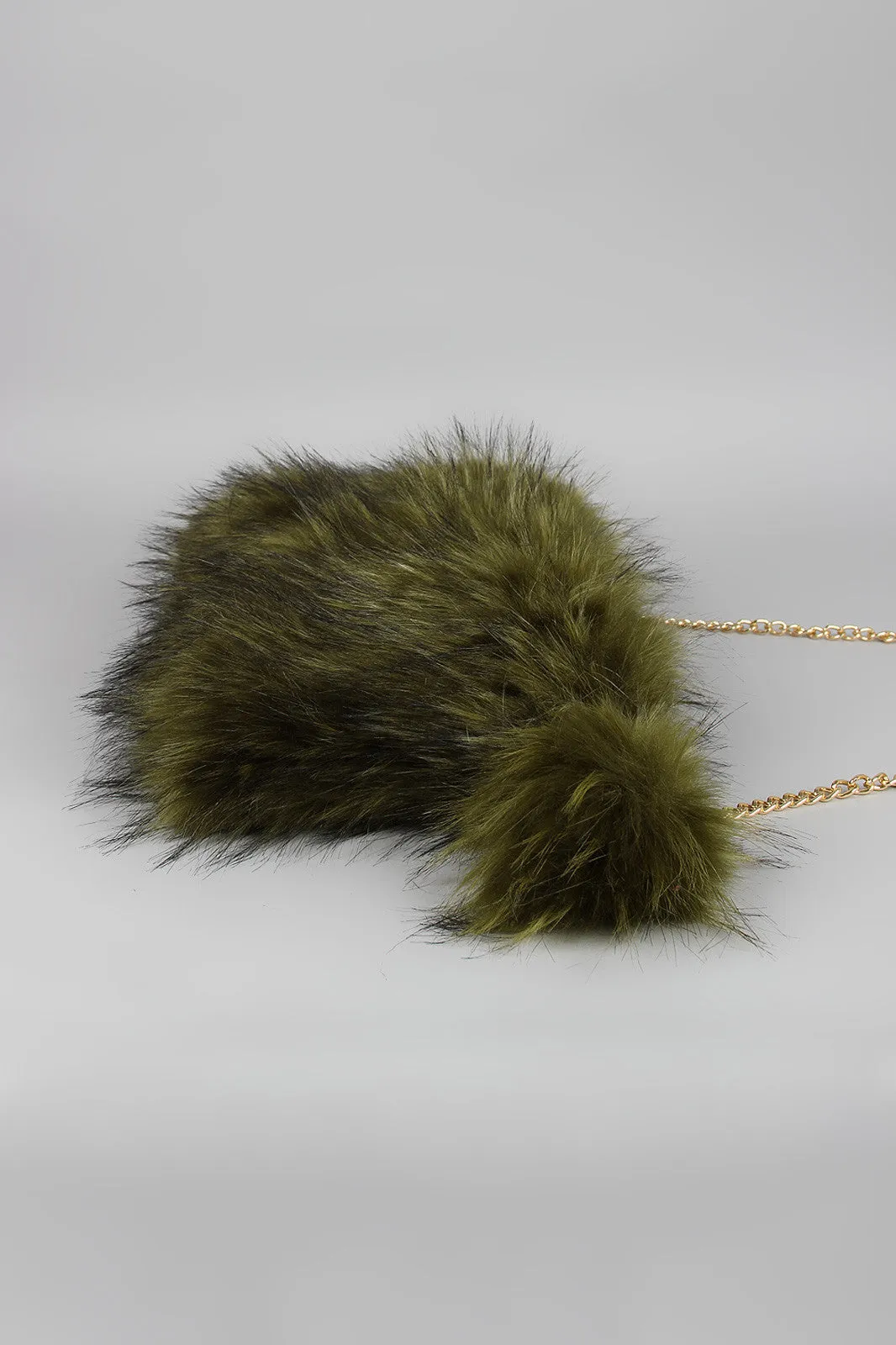 Two-Tone Faux Fur Keychain Clutch