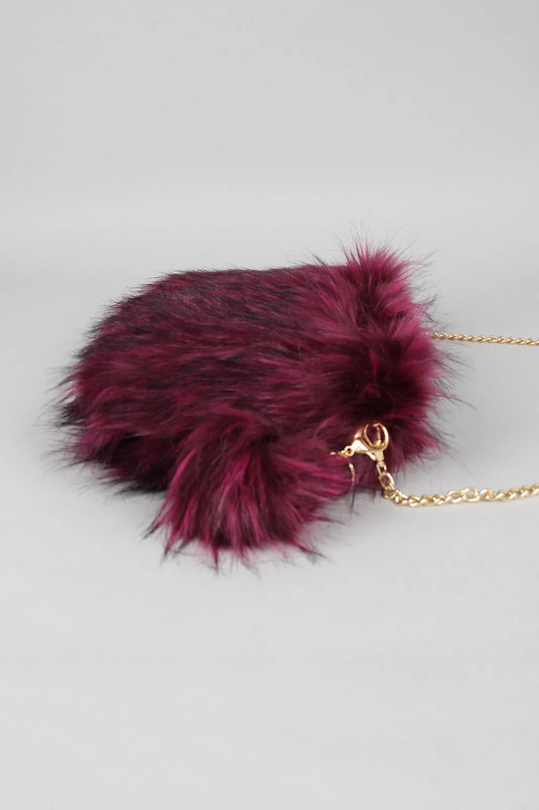 Two-Tone Faux Fur Keychain Clutch