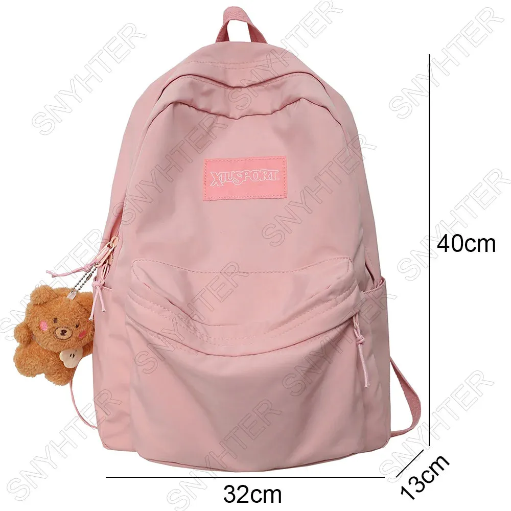 UAKISS  -  Fashion Female Laptop Cute Solid Color Backpack Cool Girls Waterproof College Bag Lady Student Bag Travel Women Kawaii Backpacks